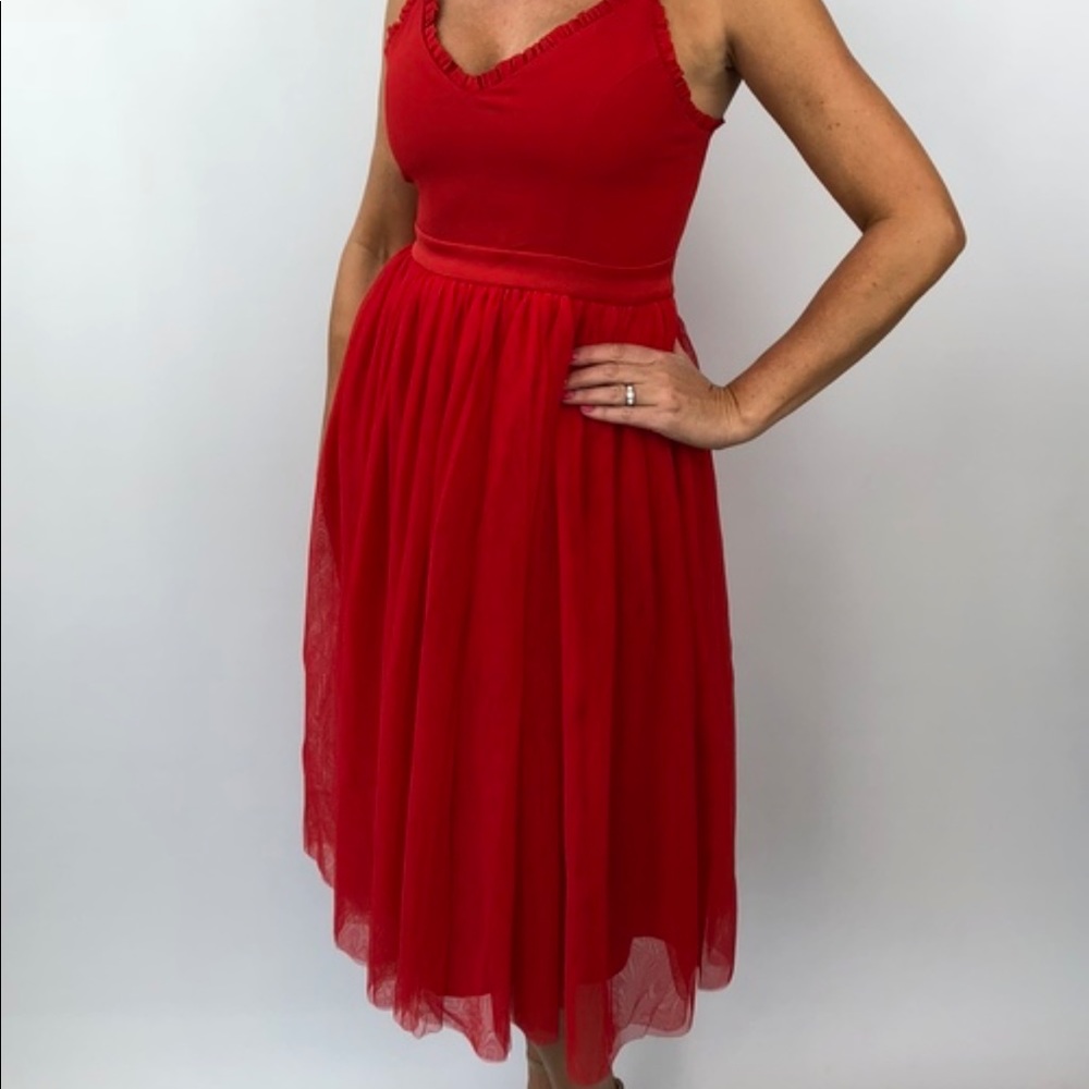 Red Tulle Dress - by FRNCH 🔥